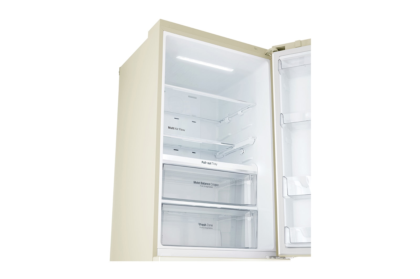 LG Frigorifero Combinato Largo 70  Maniglie a barra Display esterno LED Color Sabbia effetto marmorizzato, GBB548SEQZB