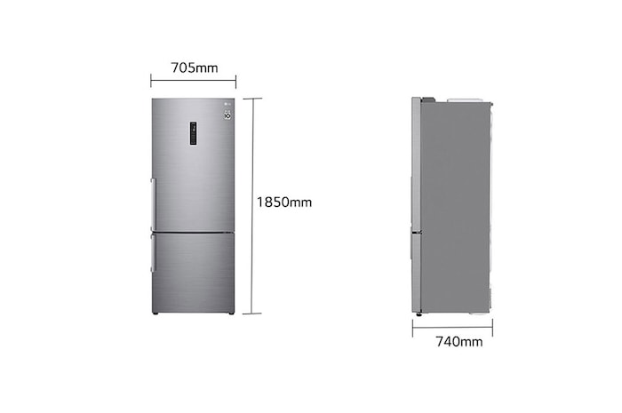 LG Frigorifero combinato 70cm | Classe E, 462L | Wi-Fi, Door & Linear Cooling, Fresh Balancer, No frost | Inox , GBB567PZCMB