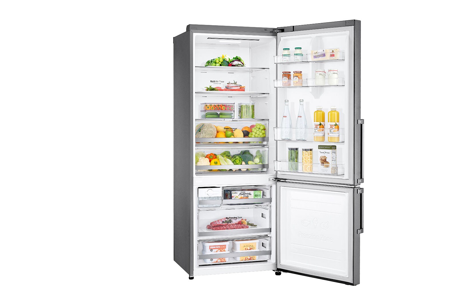 LG Frigorifero Smart Combinato Largo 70 Classe energetica E Maniglie a barra in alluminio Display esterno LED, GBB567PZCZB