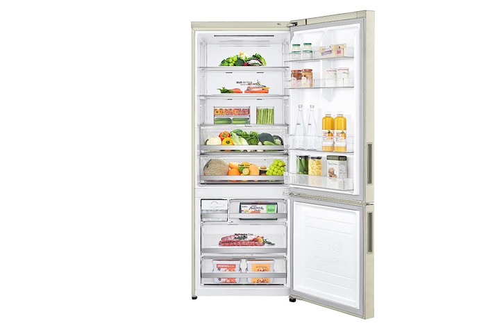 LG Frigorifero combinato 70cm | Classe E, 462L | Wi-Fi, Door & Linear Cooling, Fresh Balancer, No frost | Sabbia, GBB567SECMN