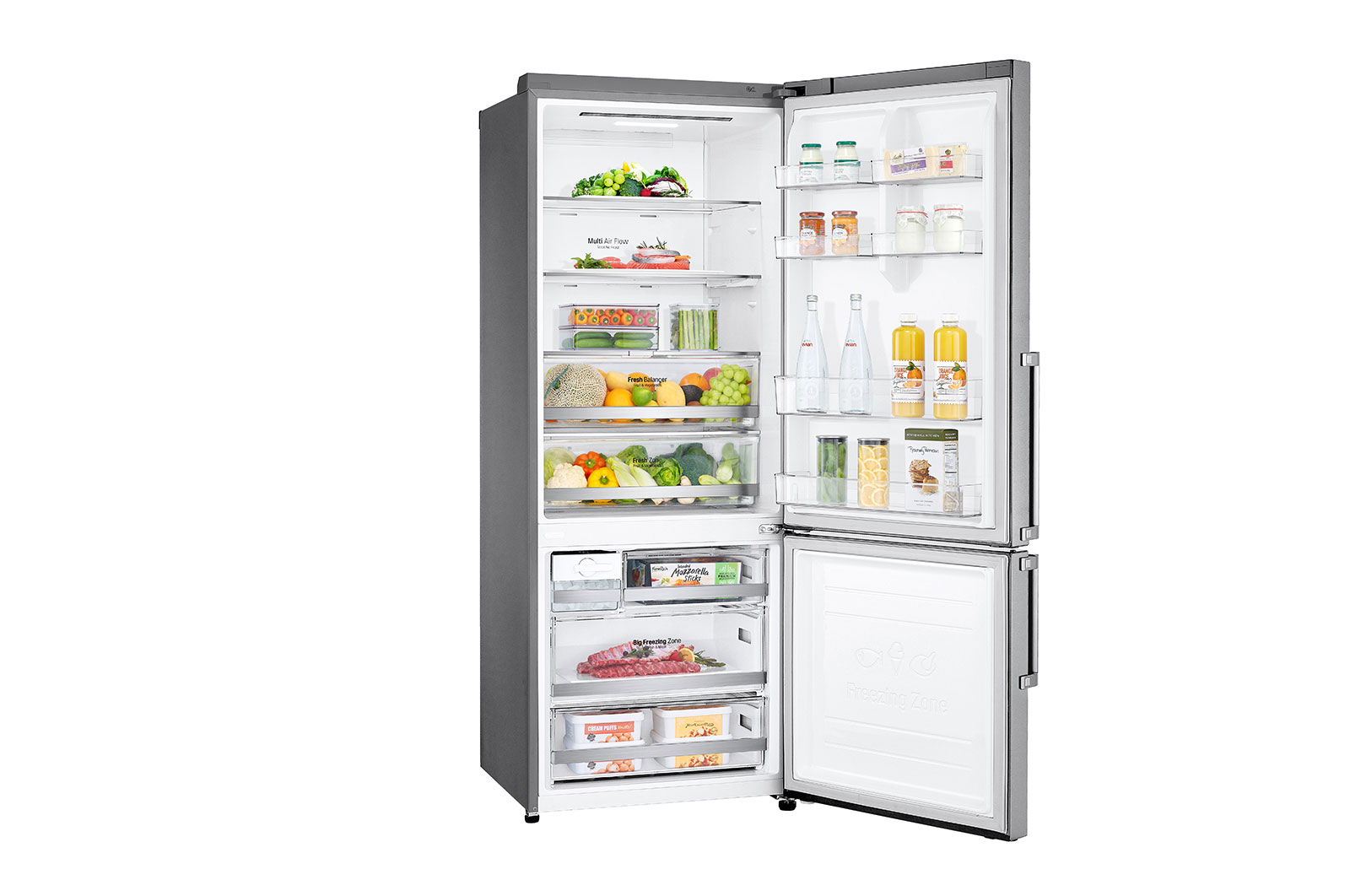 LG Frigorifero combinato 70cm | Classe D, 462L | Wi-Fi, Door & Linear Cooling, Fresh Balancer, No frost | Noble Steel, GBB569NSAFB