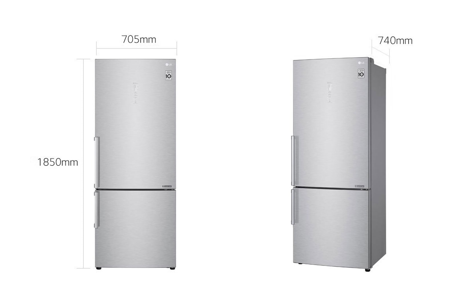 LG Frigorifero combinato 70cm | Classe D, 462L | Wi-Fi, Door & Linear Cooling, Fresh Balancer, No frost | Noble Steel, GBB569NSAFB