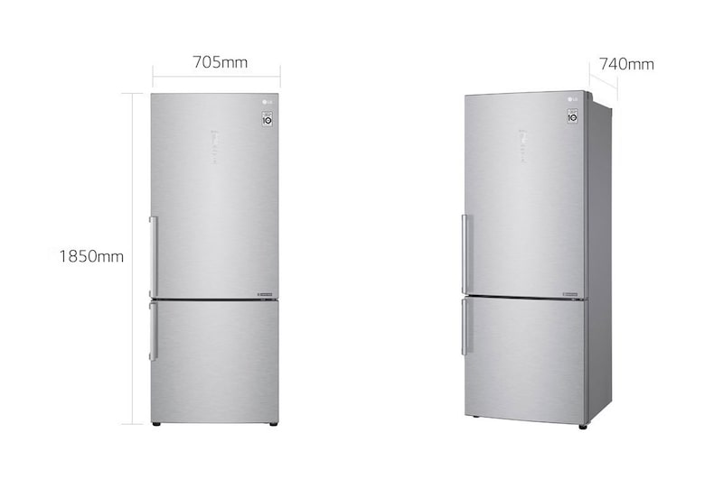 LG Frigorifero combinato 70cm | Classe D, 462L | Wi-Fi, Door & Linear Cooling, Fresh Balancer, No frost | Noble Steel, GBB569NSAFB