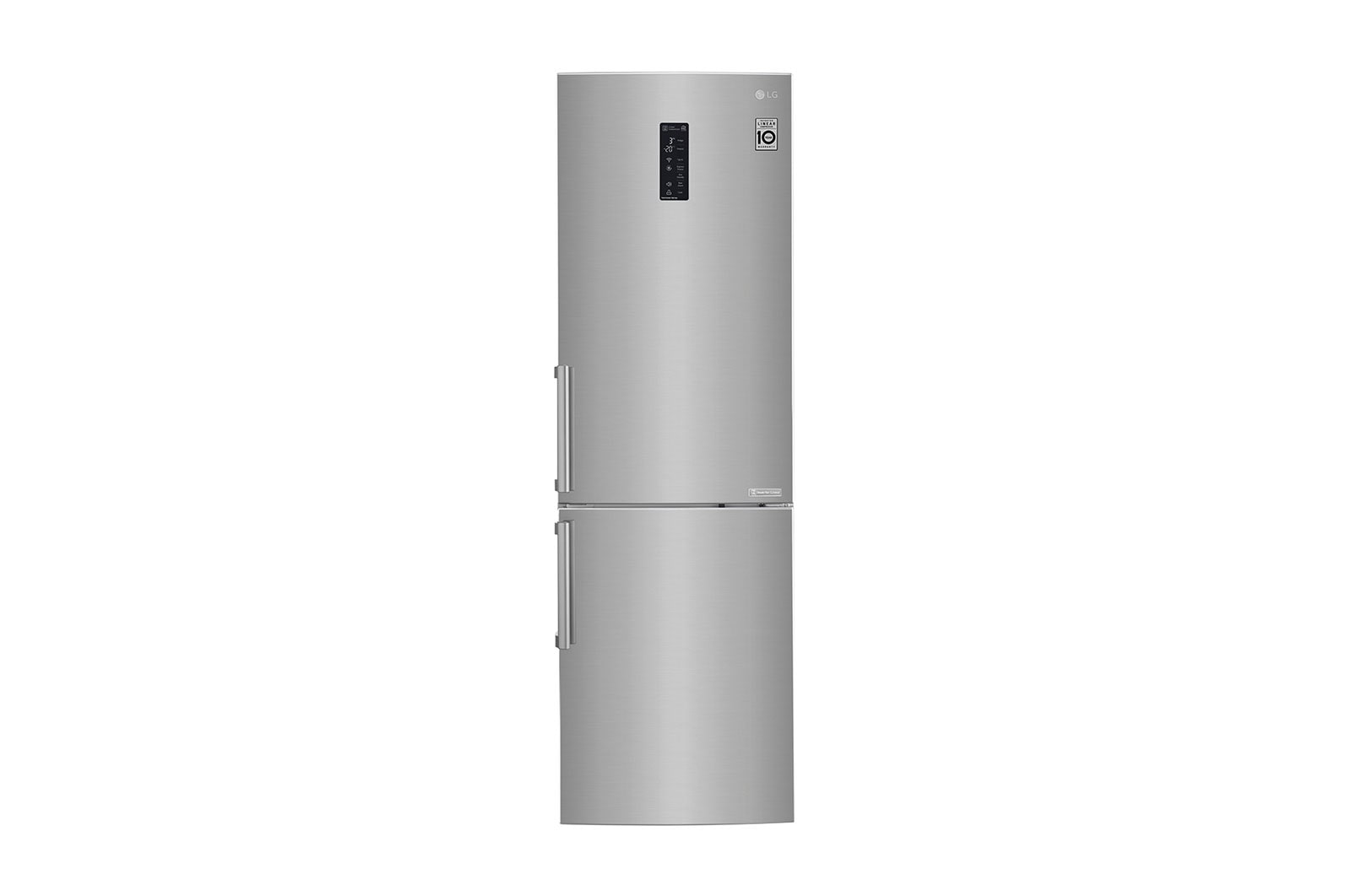 Vista frontale di LG Frigorifero Combinato  Maniglie esterne a barra Display esterno LED GBB59PZFFB
