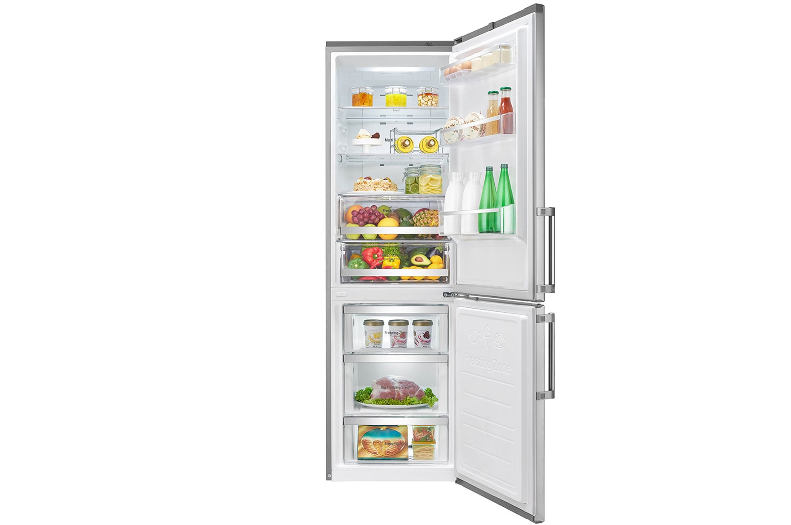 LG Frigorifero Combinato  Maniglie esterne a barra Display esterno LED, GBB59PZFFB
