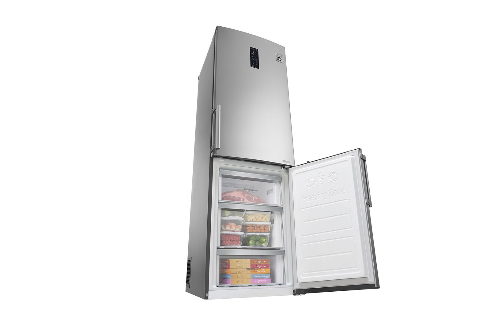 LG Frigorifero Combinato  Maniglie esterne a barra Display esterno LED, GBB59PZFFB