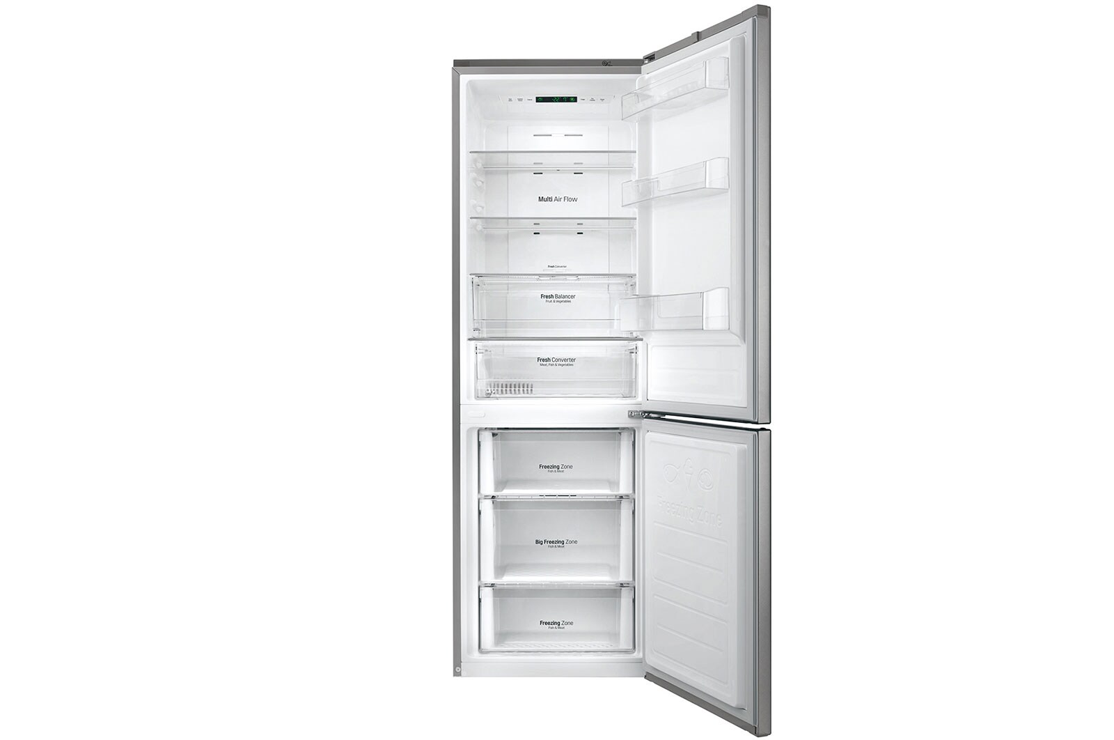 LG Frigorifero Combinato  Maniglie integrate Display interno LED finitura Inox Saffiano, GBB59SAPFS