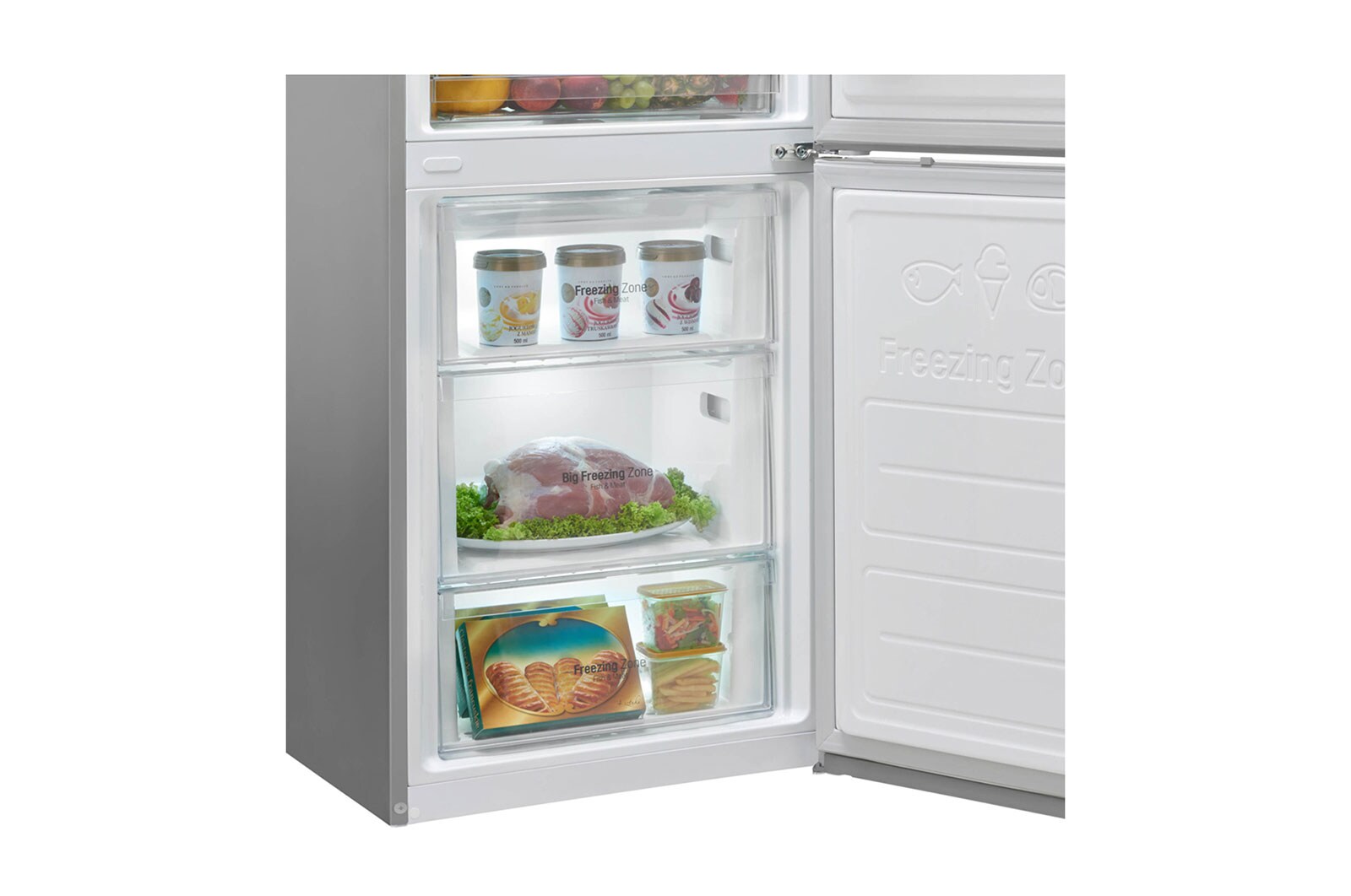LG Frigorifero Combinato  Maniglie integrate Display interno LED finitura Inox Saffiano, GBB59SAPFS