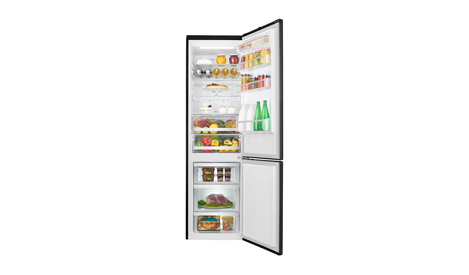LG Frigorifero Combinato 10% Maniglie integrate Display esterno LED, GBB60BLFXS