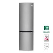Vista frontale di LG Frigorifero Combinato -10% Maniglie integrate Display interno LED finitura Inox Saffiano GBB60SAPXS