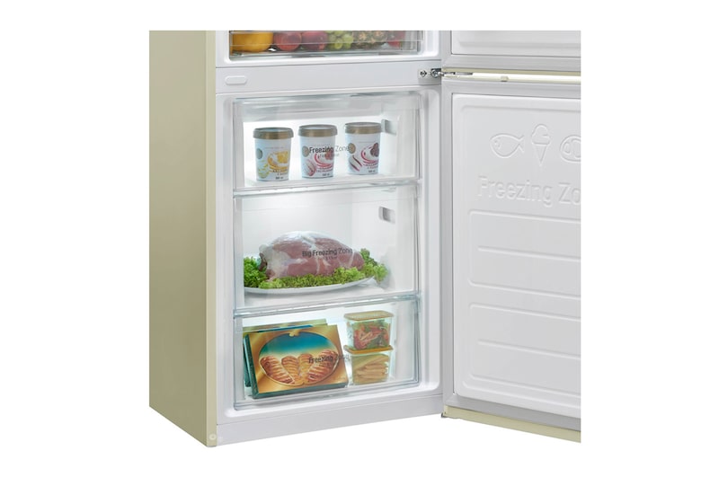 LG Frigorifero Combinato Maniglie integrate Display interno LED Color Sabbia effetto marmorizzato, GBB60SEPFS