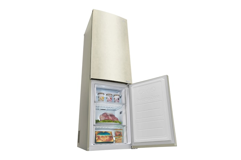 LG Frigorifero Combinato Maniglie integrate Display interno LED Color Sabbia effetto marmorizzato, GBB60SEPFS