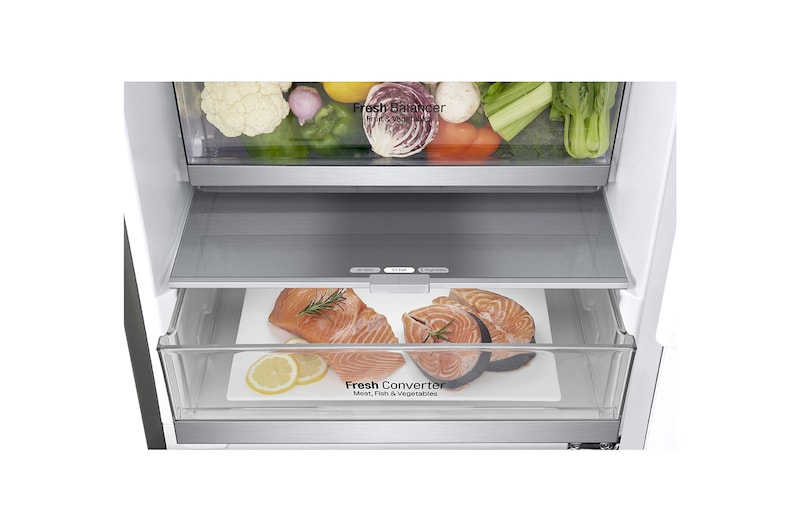 LG Frigorifero combinato | Classe E, 341L | Wi-Fi, Wine Rack, Door & Linear Cooling, Fresh Balancer & Converter | Inox, GBB71PZDMN