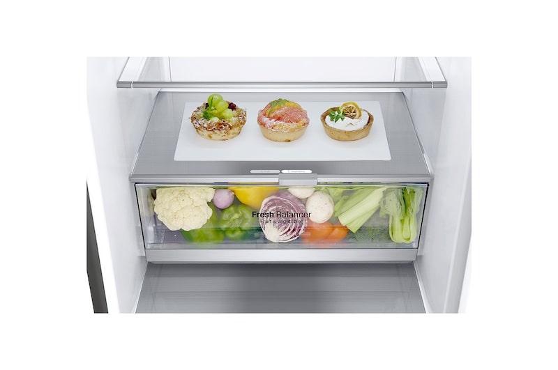 LG Frigorifero combinato | Classe E, 341L | Wi-Fi, Wine Rack, Door & Linear Cooling, Fresh Balancer & Converter | Inox, GBB71PZDMN
