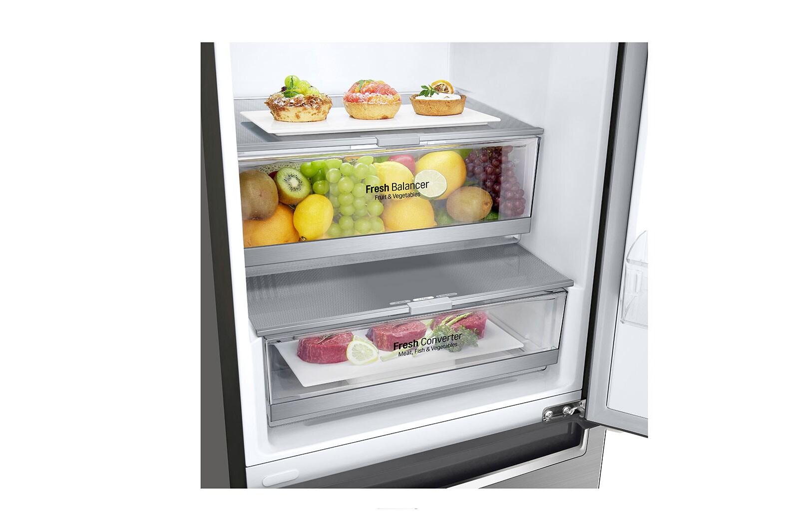 LG Frigorifero Smart Combinato Classe energetica E Maniglie integrate Display esterno LED, GBB71PZDZN