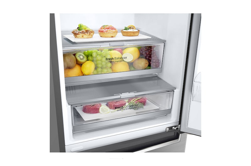 LG Frigorifero Combinato Classe energetica D Maniglie integrate Display interno LED, GBB71PZEFN