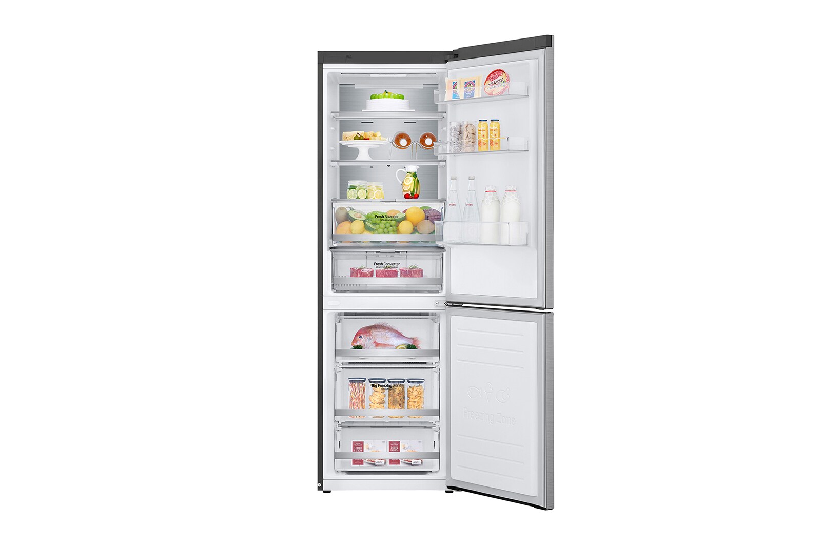 LG Frigorifero Combinato Classe energetica D Display esterno LED Metal Fresh, GBB71PZUFN
