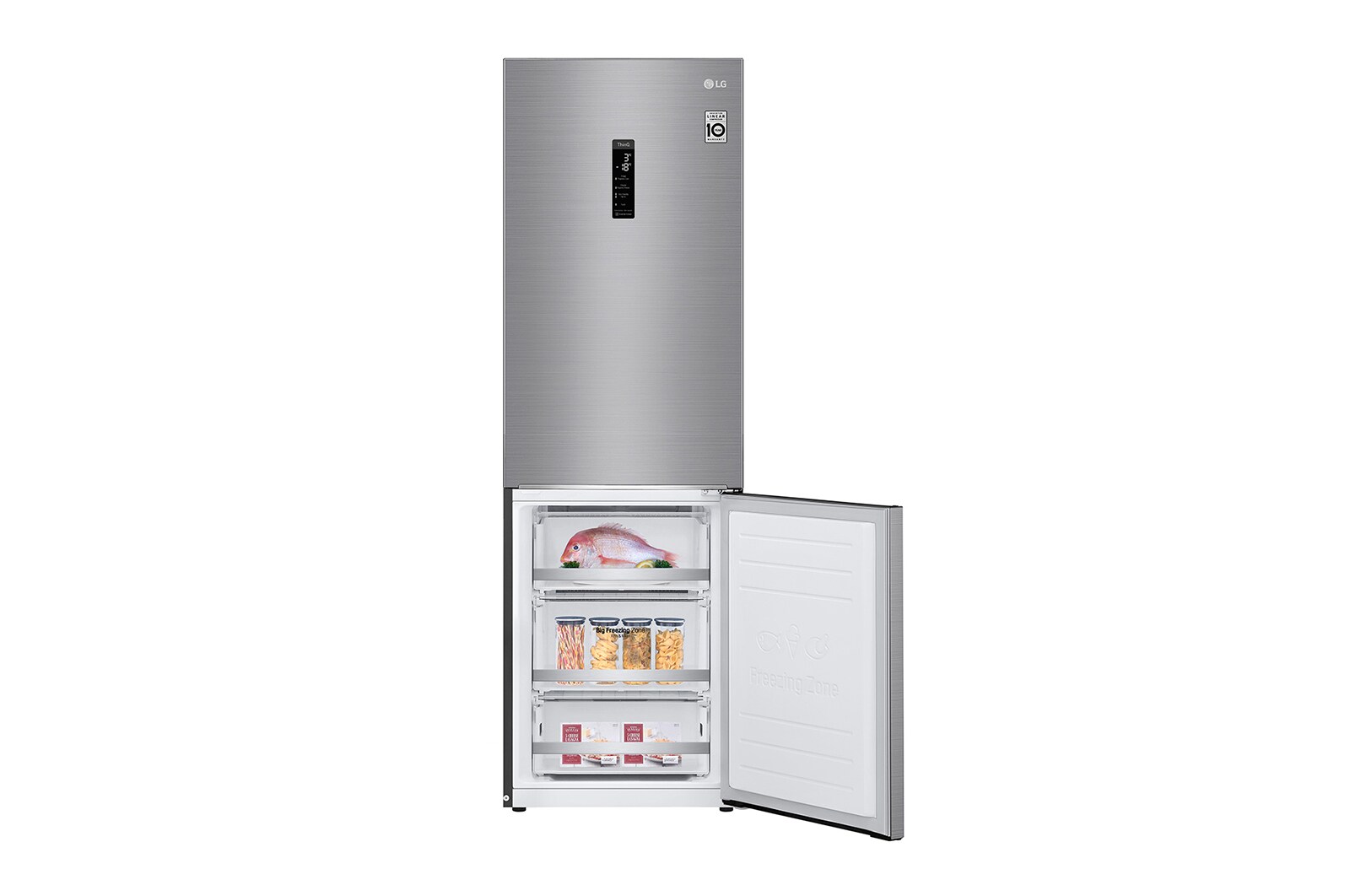 LG Frigorifero Combinato Classe energetica D Display esterno LED Metal Fresh, GBB71PZUFN