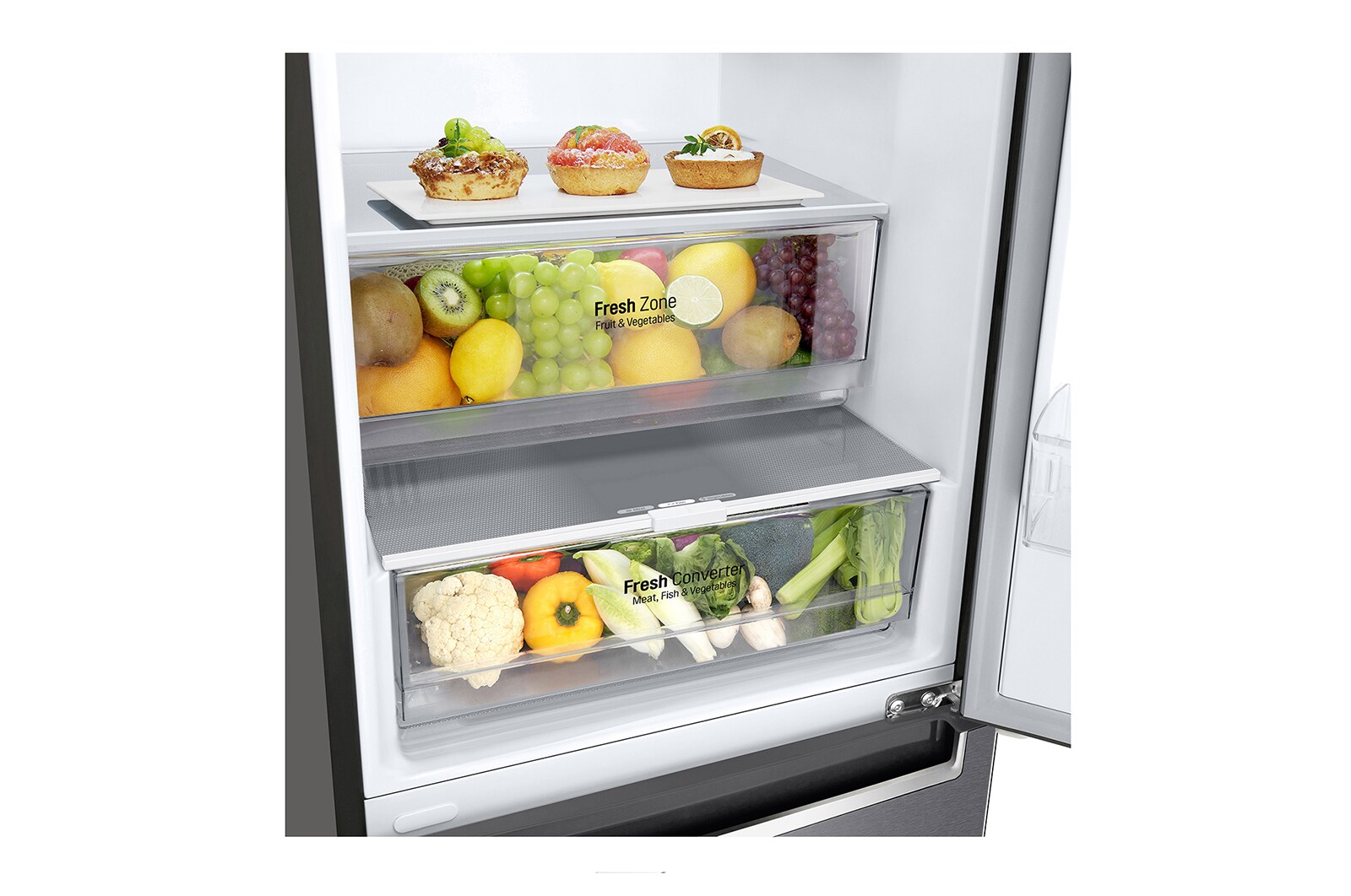 LG Frigorifero Combinato Classe energetica D Display esterno LED Metal Fresh, GBB71PZUFN