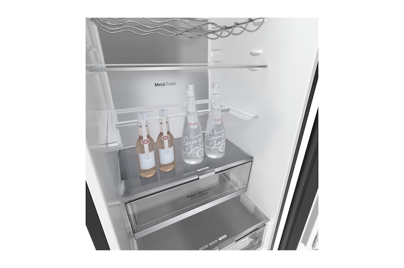LG Frigorifero combinato | Classe C, 387L | Porte in vetro, Wi-Fi, Door&Linear Cooling, Fresh Balancer&Converter | Nero lucido, GBB72BM9CQ1