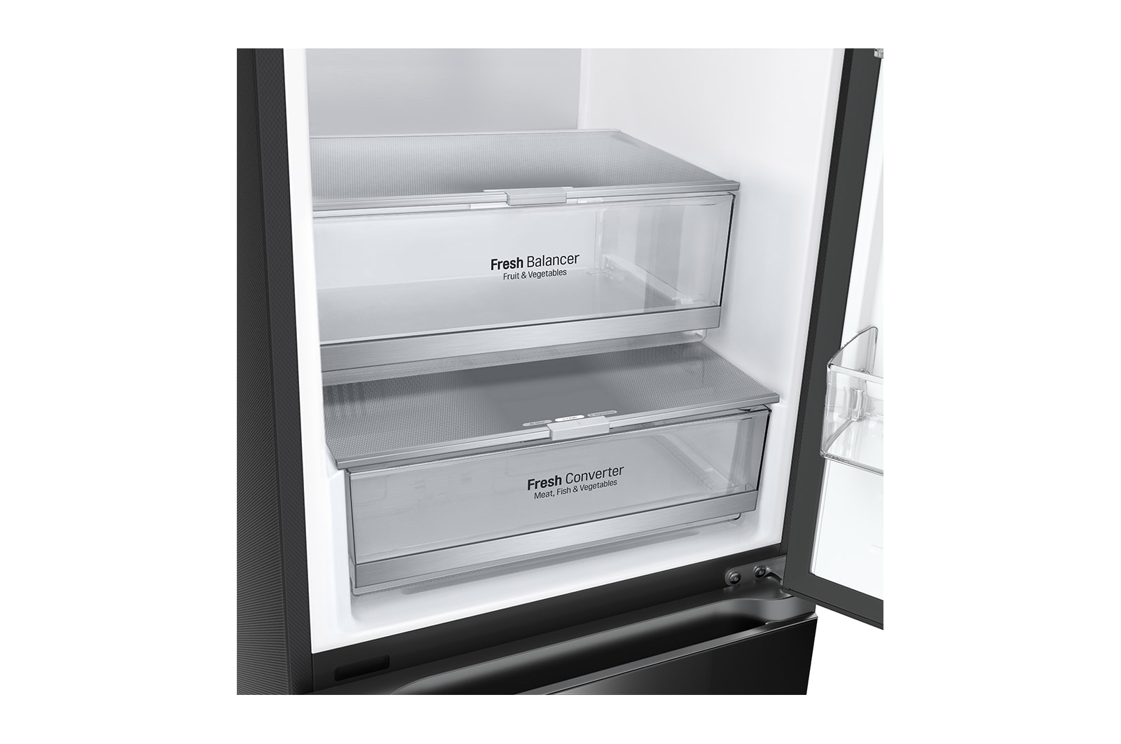 LG Frigorifero combinato | Classe D, 387L | Porte in vetro, Wi-Fi, Door&Linear Cooling, Fresh Balancer&Converter | Nero lucido, GBB72BM9DQ