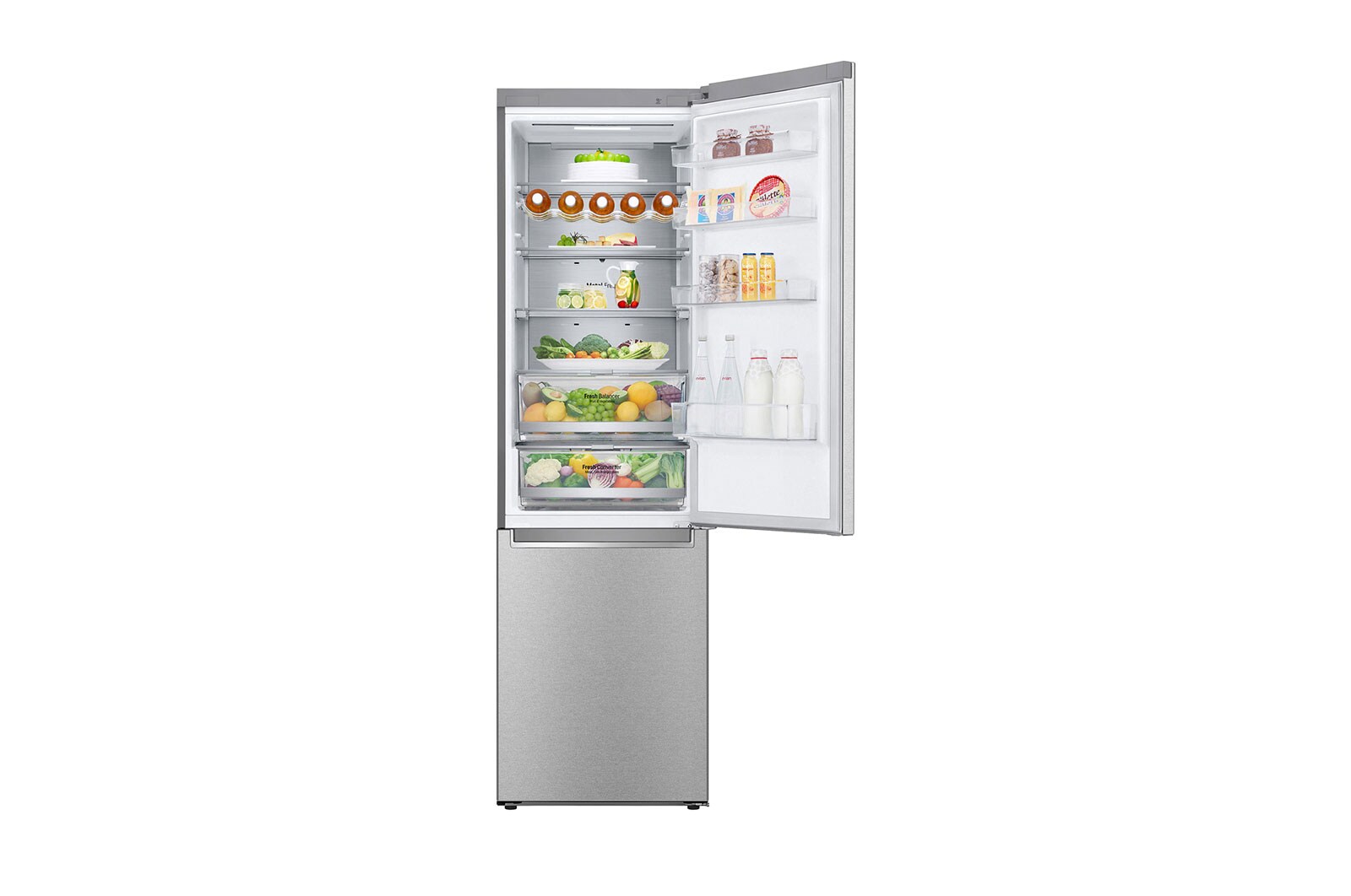 LG Frigorifero combinato | Classe D, 384L | Wi-Fi, Wine Rack, Door&Linear Cooling, Fresh Balancer&Converter, No frost | Acciaio, GBB72MBUGN