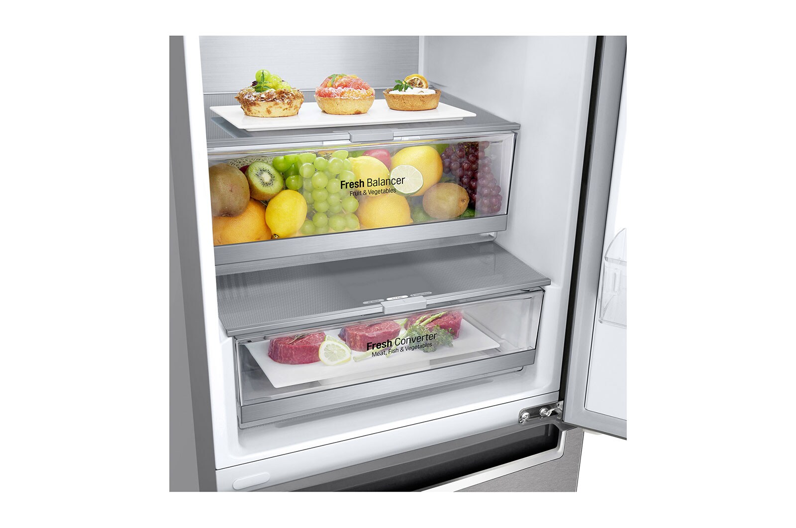 LG Frigorifero combinato | Classe D, 384L | Wi-Fi, Wine Rack, Door&Linear Cooling, Fresh Balancer&Converter, No frost | Acciaio, GBB72MBUGN