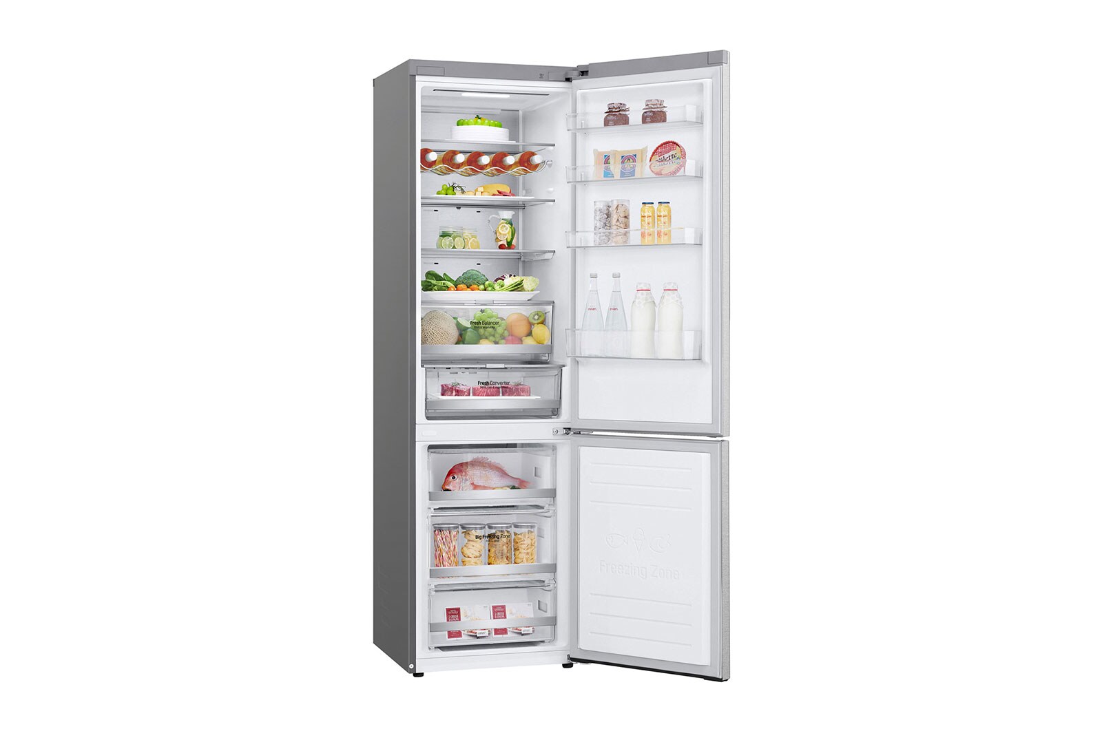 LG Frigorifero combinato | Classe D, 384L | Wi-Fi, Wine Rack, Door&Linear Cooling, Fresh Balancer&Converter, No frost | Acciaio, GBB72MBUGN