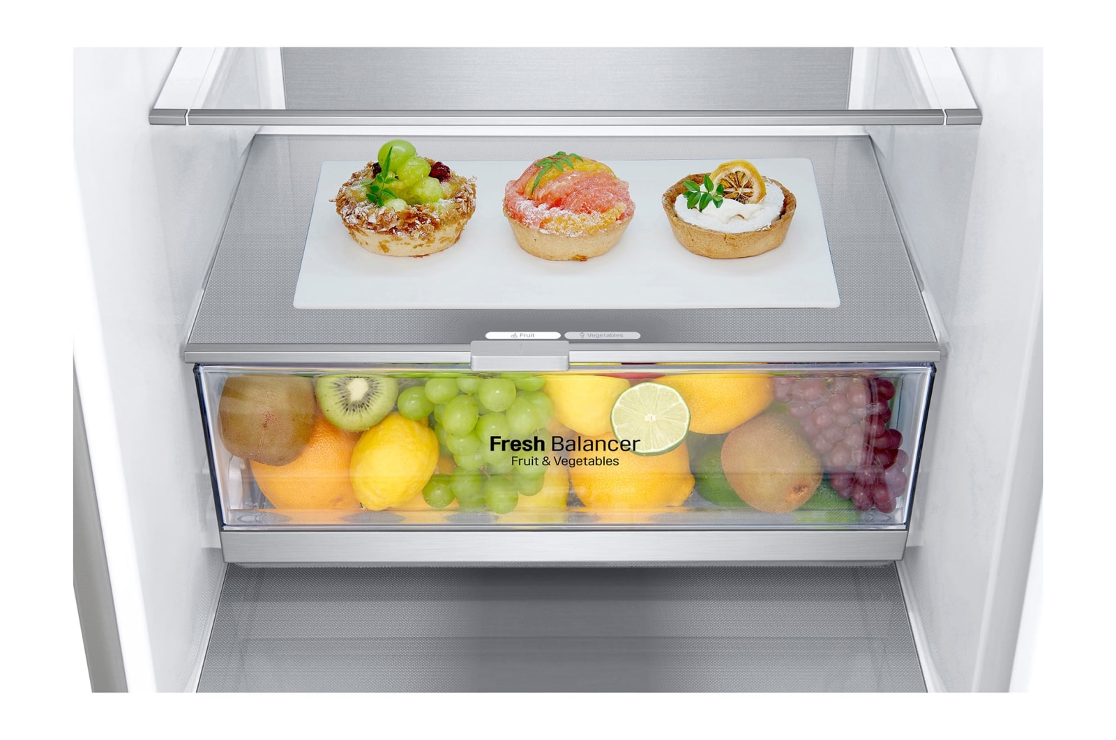 LG Frigorifero Combinato Classe energetica D Maniglie integrate Display interno LED Metal Fresh, GBB72MBVGN