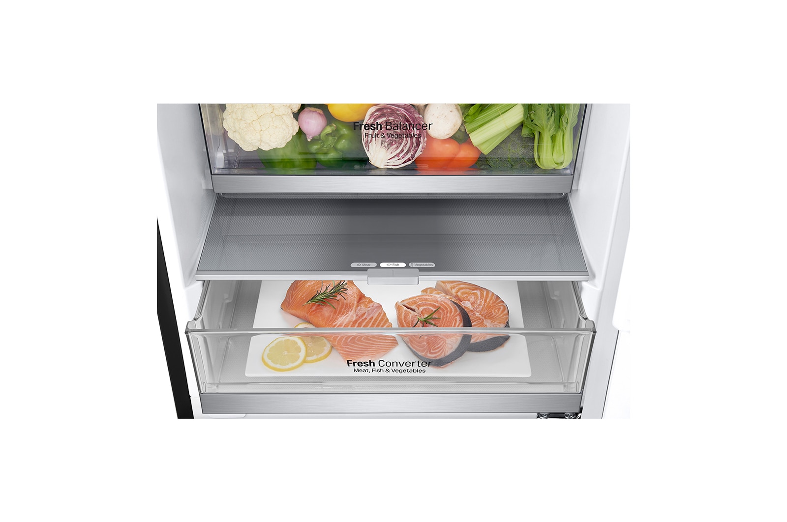 LG Frigorifero Combinato Classe energetica D Display esterno LED Metal Fresh, GBB72MCUFN