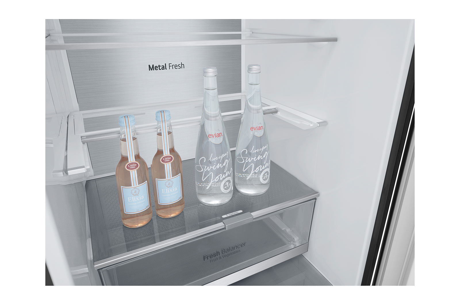 LG Frigorifero combinato | Classe D, 384L | Wine Rack, Door & Linear Cooling, Fresh Balancer & Converter, No frost | Nero, GBB72MCVGN