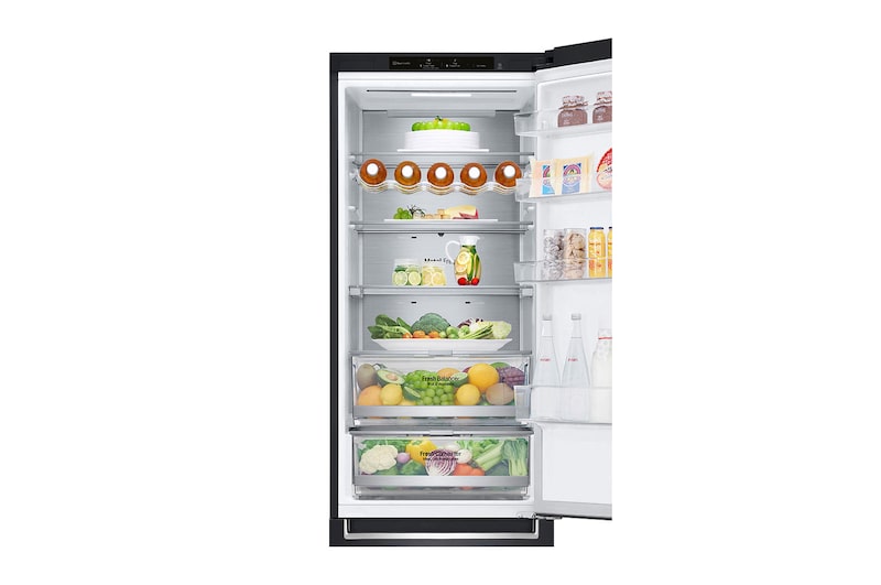 LG Frigorifero combinato | Classe D, 384L | Wine Rack, Door & Linear Cooling, Fresh Balancer & Converter, No frost | Nero, GBB72MCVGN