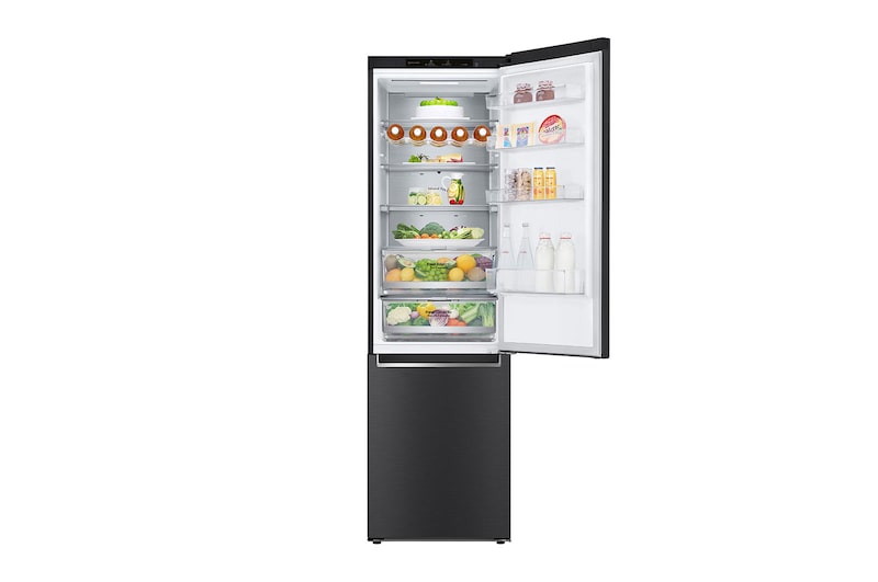 LG Frigorifero combinato | Classe D, 384L | Wine Rack, Door & Linear Cooling, Fresh Balancer & Converter, No frost | Nero, GBB72MCVGN