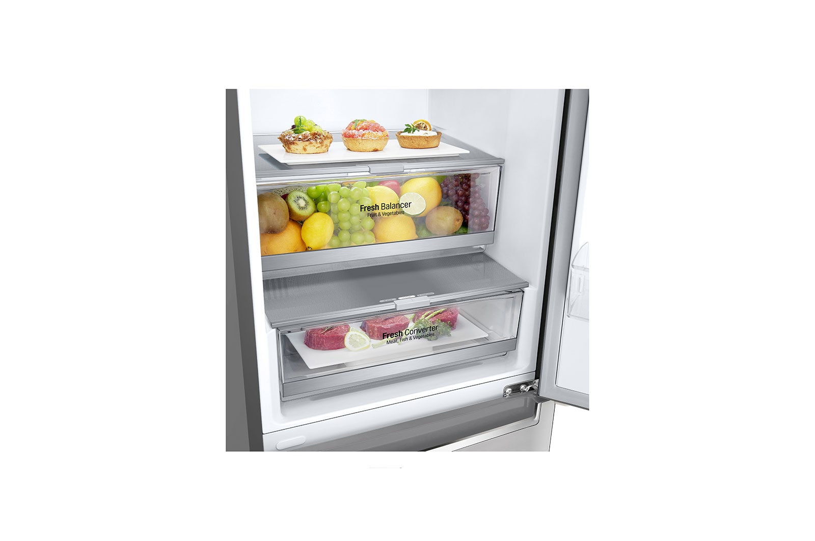 LG Frigorifero Combinato Classe energetica D Maniglie integrate Display interno LED, GBB72NSEXN