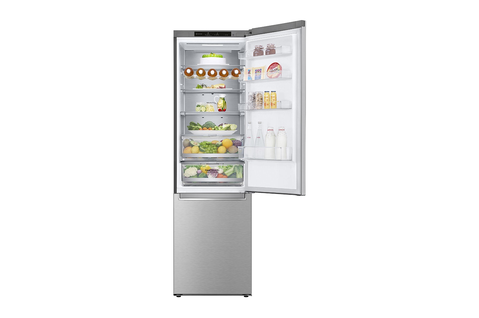 LG Frigorifero combinato | Classe C, 384L | Wine Rack, Door & Linear Cooling, Fresh Balancer & Converter, No frost | Noble Steel, GBB72NSVCN1