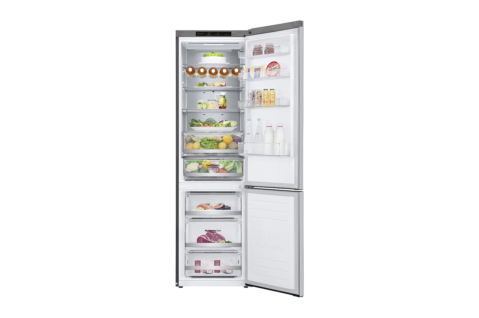 LG Frigorifero combinato | Classe C, 384L | Wine Rack, Door & Linear Cooling, Fresh Balancer & Converter, No frost | Noble Steel, GBB72NSVCN1