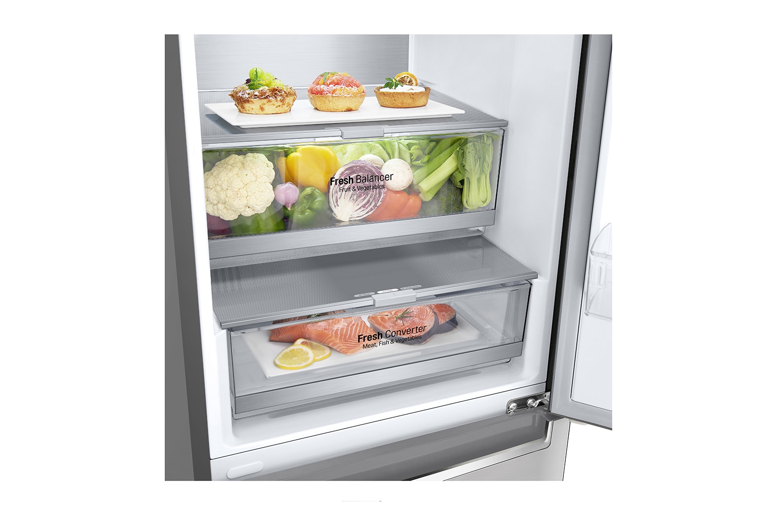 LG Frigorifero combinato | Classe C, 384L | Wine Rack, Door & Linear Cooling, Fresh Balancer & Converter, No frost | Noble Steel, GBB72NSVCN1