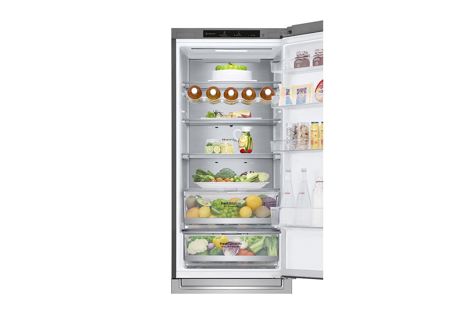 LG Frigorifero combinato | Classe C, 384L | Wine Rack, Door & Linear Cooling, Fresh Balancer & Converter, No frost | Noble Steel, GBB72NSVCN1