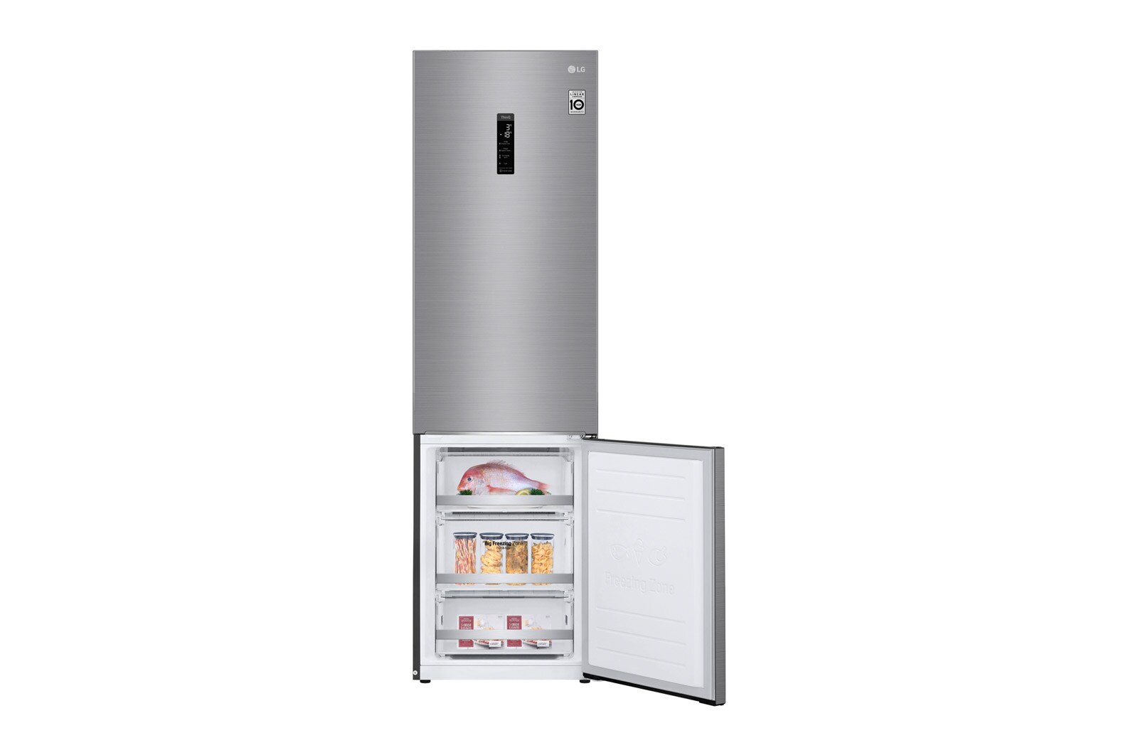 LG Frigorifero Smart Combinato Classe energetica D Maniglie integrate Display esterno LED, GBB72PZUFN