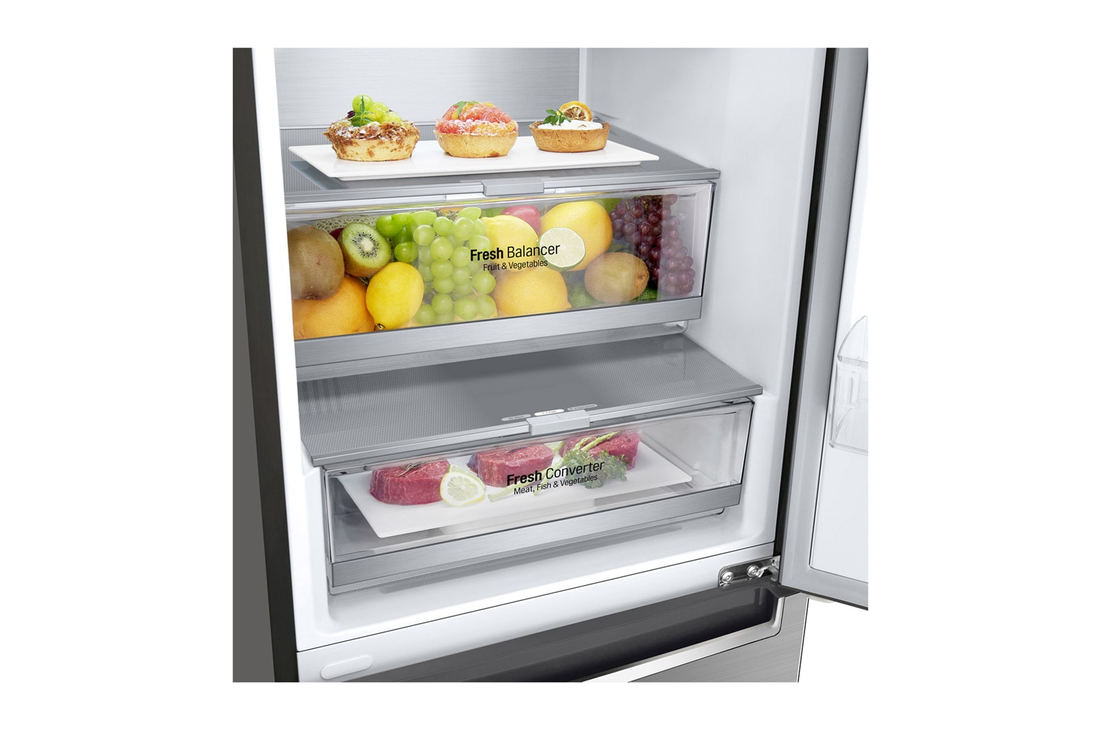 LG Frigorifero Smart Combinato Classe energetica D Maniglie integrate Display esterno LED, GBB72PZUFN