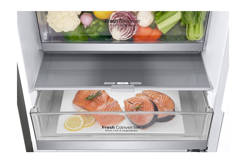 LG Frigorifero Smart Combinato Classe energetica D Maniglie integrate Display esterno LED, GBB72PZUFN