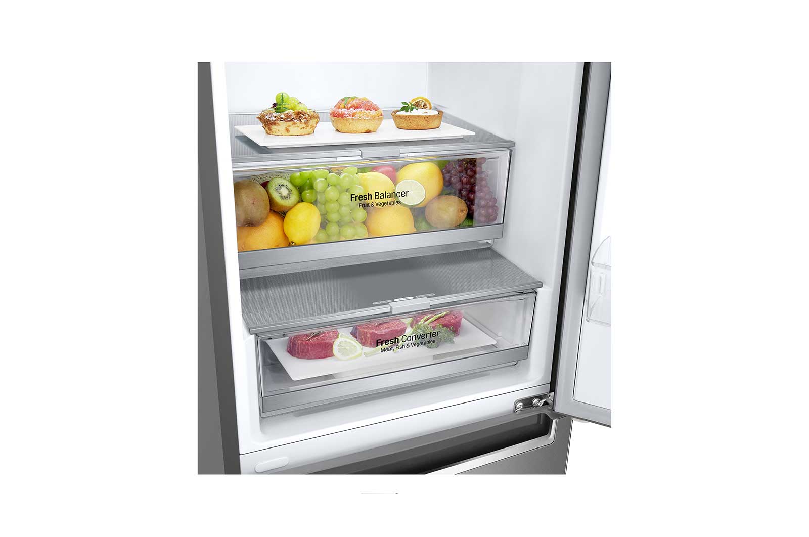 LG Frigorifero Combinato Maniglie integrate Display interno LED, GBB72SAECN