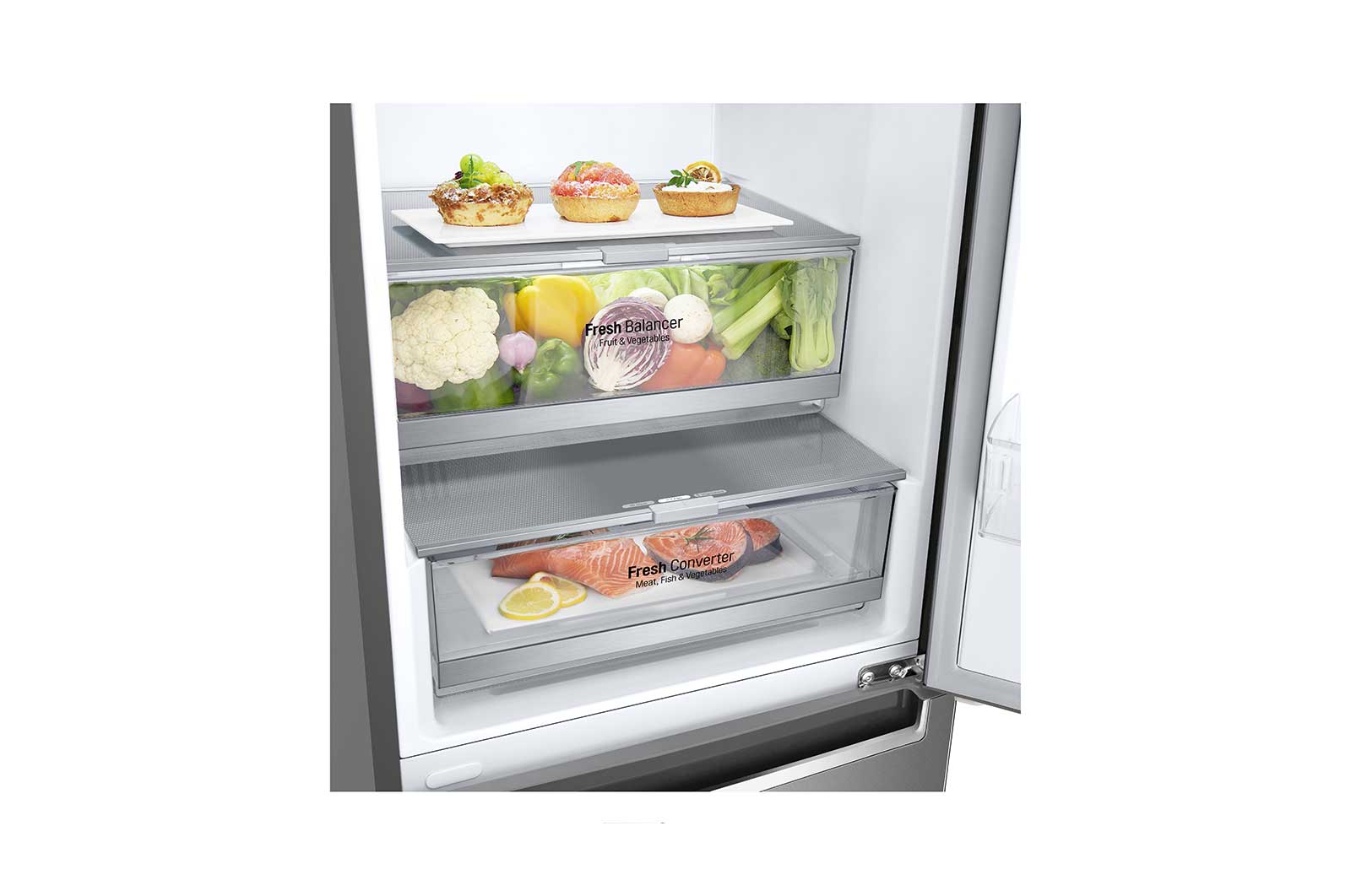 LG Frigorifero Combinato Maniglie integrate Display interno LED, GBB72SAECN