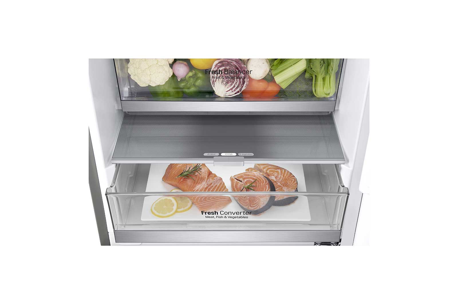 LG Frigorifero Combinato Maniglie integrate Display interno LED, GBB72SAECN
