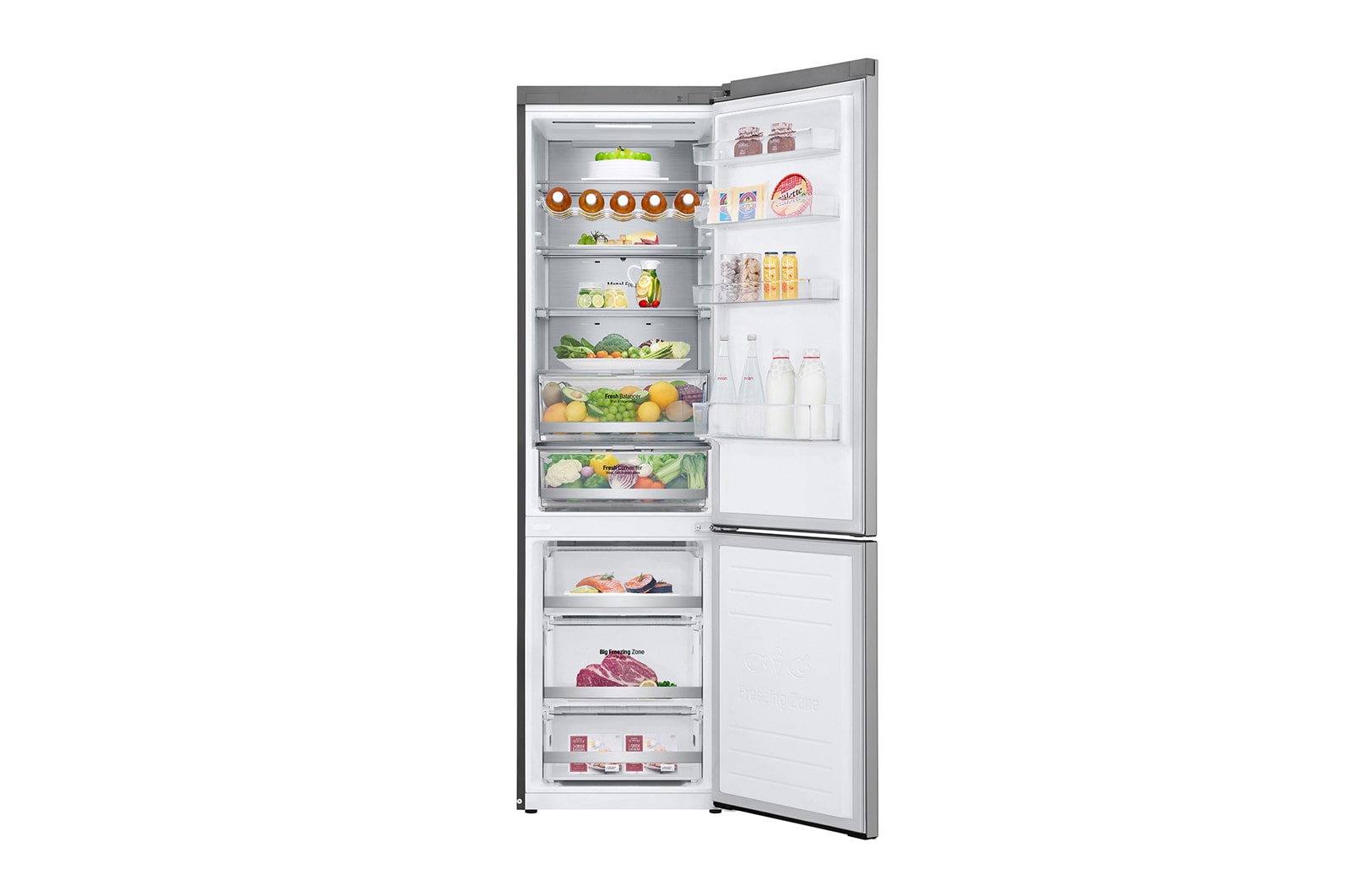 LG Frigorifero combinato | Classe C, 384L | Wi-Fi, Door&Linear Cooling, Fresh Balancer&Converter, No frost | Inox Saffiano, GBB72SAUCN1