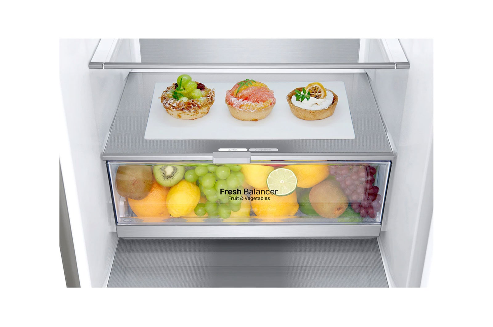 LG Frigorifero combinato | Classe C, 384L | Wine Rack, Door&Linear Cooling, Fresh Balancer & Converter, No frost | Inox Saffiano, GBB72SAVCN