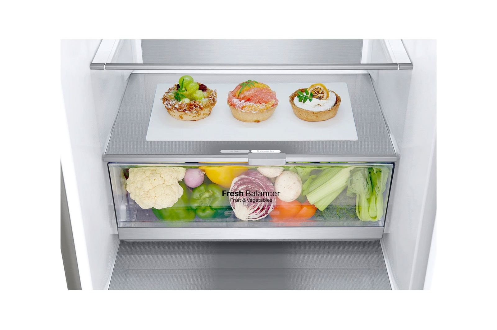 LG Frigorifero combinato | Classe C, 384L | Wine Rack, Door&Linear Cooling, Fresh Balancer & Converter, No frost | Inox Saffiano, GBB72SAVCN