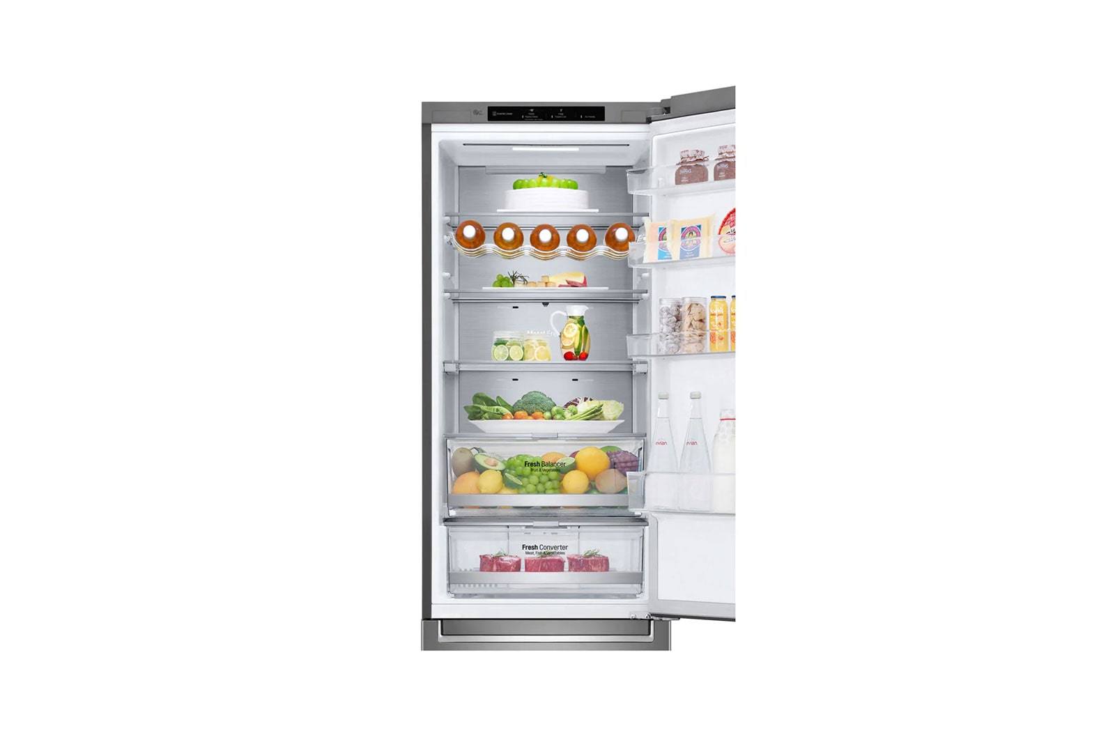 LG Frigorifero combinato | Classe C, 384L | Wine Rack, Door&Linear Cooling, Fresh Balancer & Converter, No frost | Inox Saffiano, GBB72SAVCN