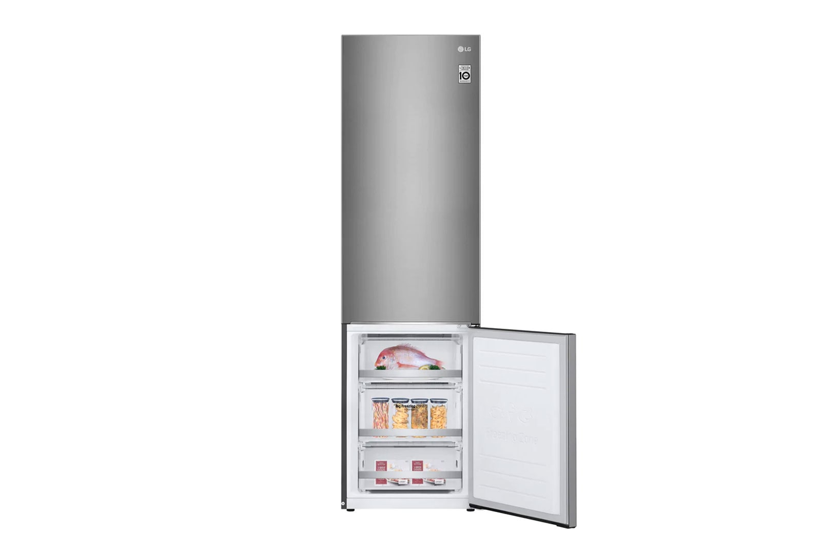LG Frigorifero combinato | Classe C, 384L | Wine Rack, Door&Linear Cooling, Fresh Balancer & Converter, No frost | Inox Saffiano, GBB72SAVCN