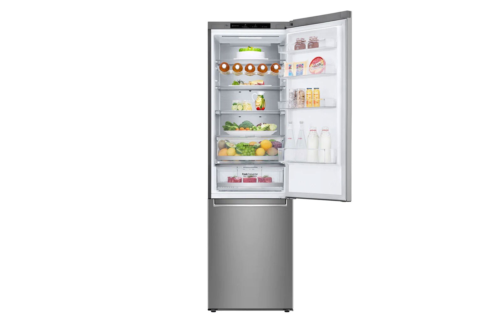 LG Frigorifero combinato | Classe C, 384L | Wine Rack, Door&Linear Cooling, Fresh Balancer & Converter, No frost | Inox Saffiano, GBB72SAVCN